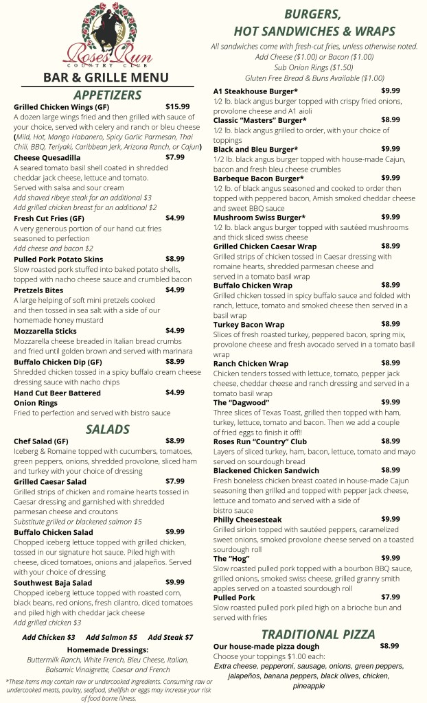 Bar & Grill Roses Run Country Club