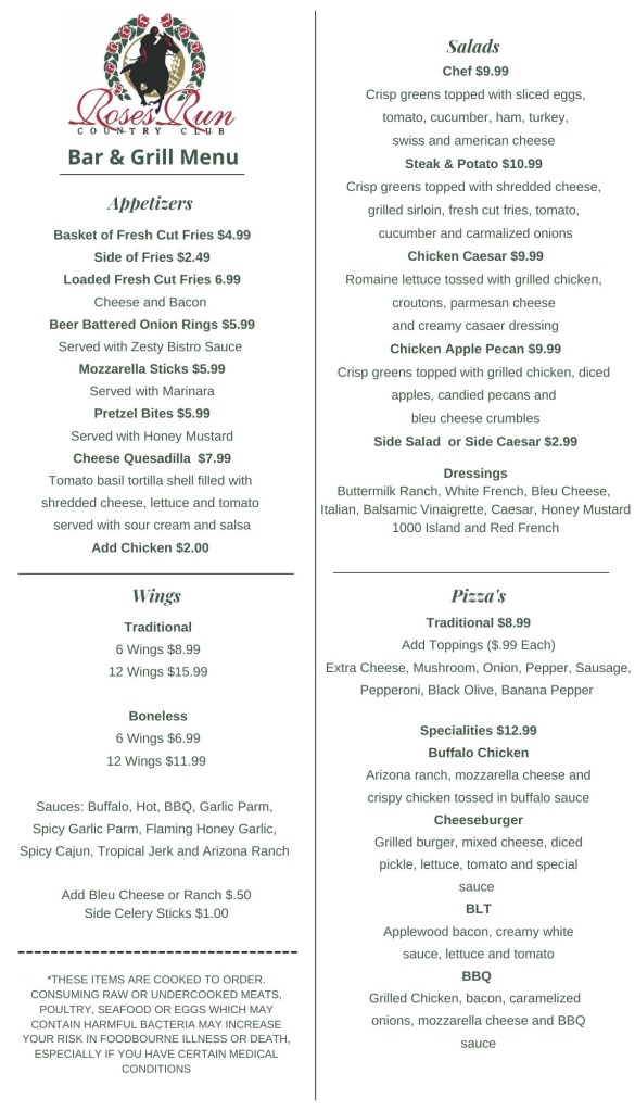 Bar & Grill Roses Run Country Club