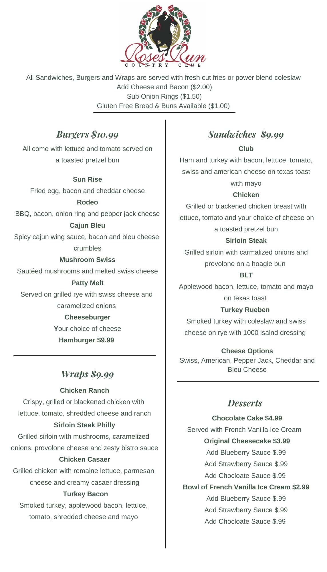 Bar & Grill Roses Run Country Club